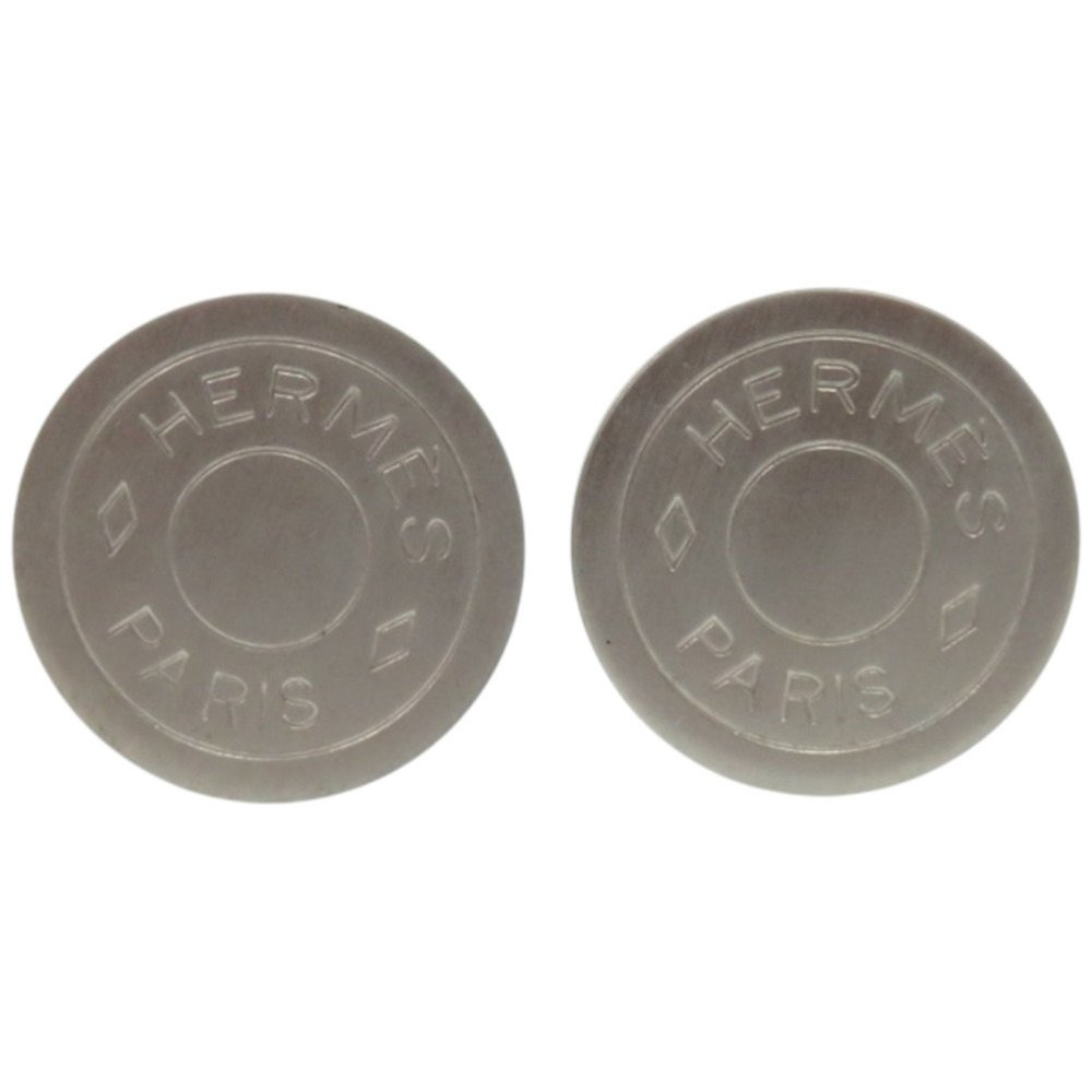 Hermes Serie Matte Metal Silver Earrings 0181 Hermes